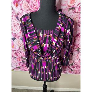 Ellen Tracy 3/4 Sleeve Purple Blouse-S